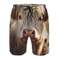 thumbnail image 3 of Honeii's Adorable Flower Field Cow Print Men's Casual Shorts with Drawstring，Swim Trunks Quick Dry Beach Shorts, 3 of 5
