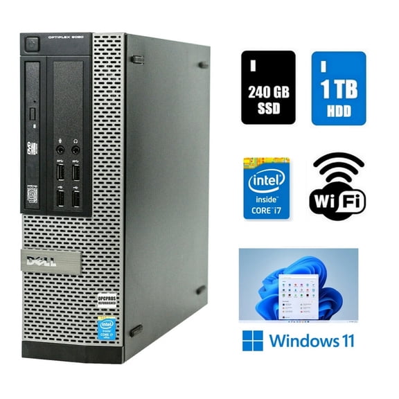 Restored Dell OptiPlex 9020 SFF Core i7 Desktop Computer 32GB Ram 1TB HDD 240GB SDD Wi-Fi Windows 11 Pro (Refurbished)