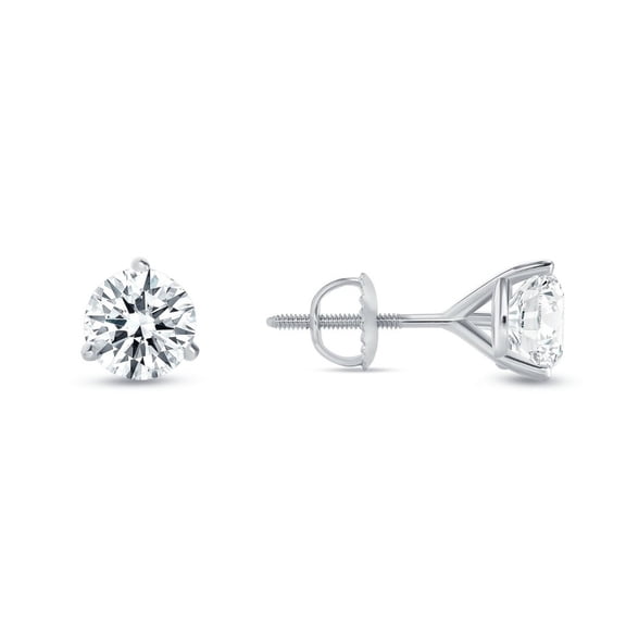 1.75 Ct Round Lab Created Diamond Earrings Solid 14K White Gold Martini Screw