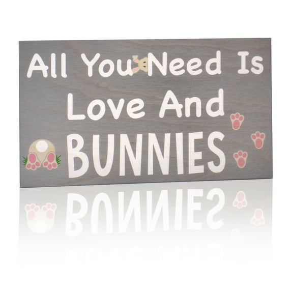 JennyGems Bunny Sign, All You Need Is Love and Bunnies, Bunny Rabbit Gift Sign Decor, 9.5x5.5 Inch Wood Sign, Bunny Decor for Bunny Lover, Rabbit Decor, Rabbit Sign