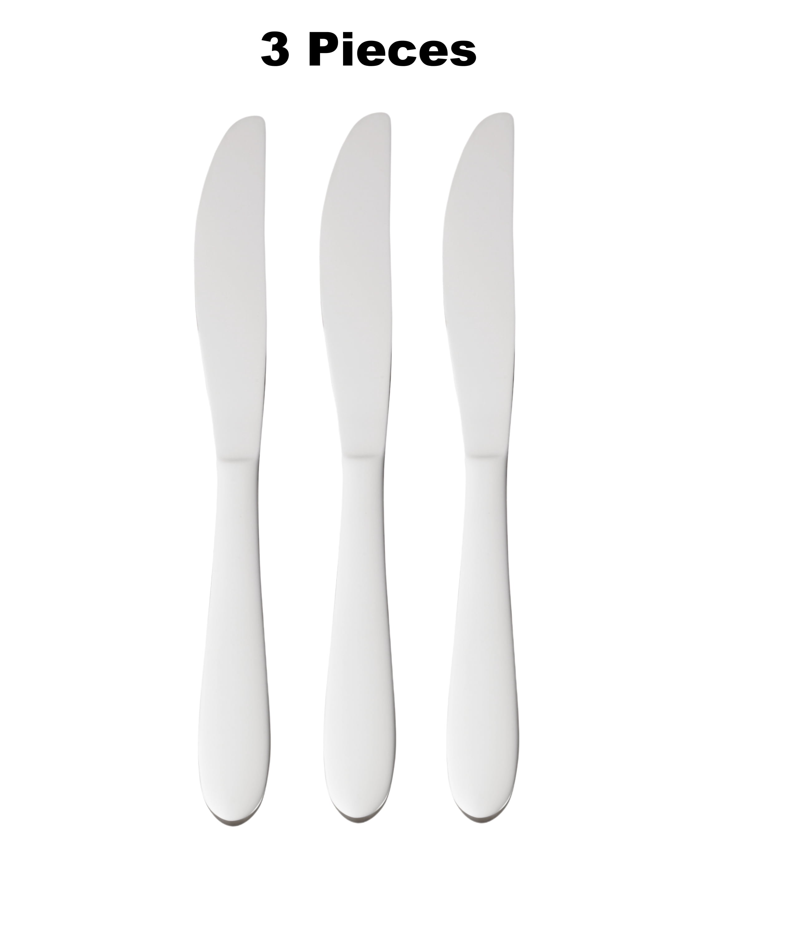 Mainstays Breck Stainless Steel Dinner Knife, Adult 3 Piece Set, Silver