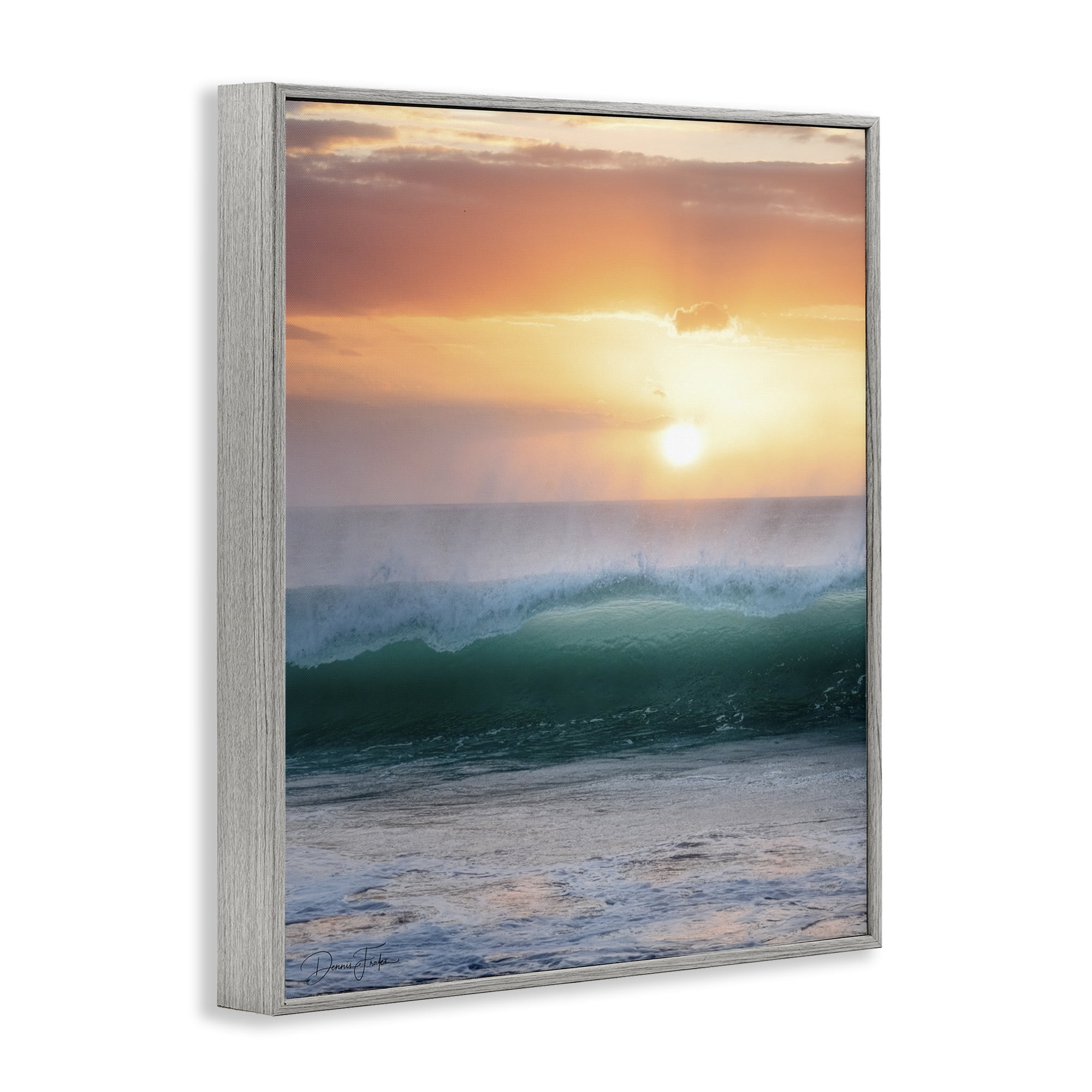Stupell Industries Breaking Sea Wave Coastal Photography Gray Framed Art Print Wall Art, 11 x 14