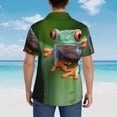 thumbnail image 5 of Haiem Red-Eyed Tree Frog Printed Hawaiian Shirt for Men - Men’s Casual Beach Summer Shirts - Stretch Fabric with Modern Fit-Large, 5 of 7