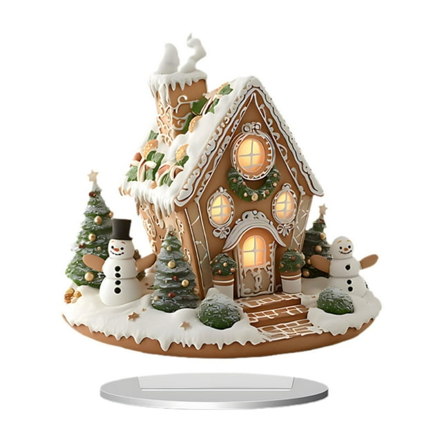 Colección de regalos de recuerdo en 2D de casas de pueblo navideñas, muñeco de nieve de invierno, escena de nieve, casa para oficina y vacaciones.