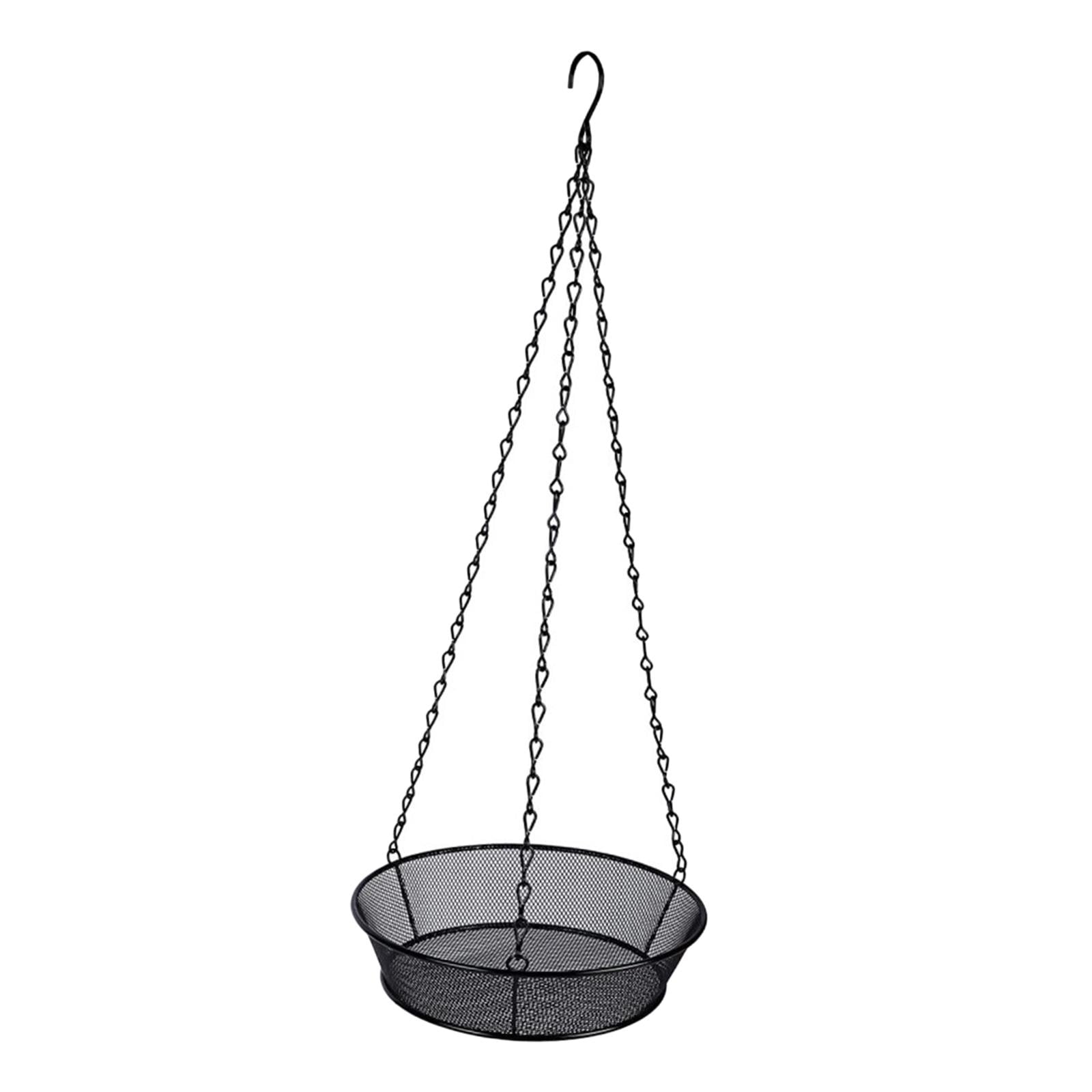 Large Hanging Bird Feeder 3 Strong Chains Round for Porch Outdoors Ornaments, Size: 18.3x42cm, Black
