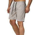 thumbnail image 2 of Knee Length Summer Shorts Solid Color Quick Drying Wide Leg Drawstring Men Fitness Shorts Streetwear, 2 of 13
