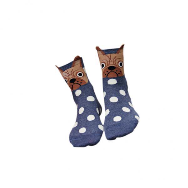 Calcetines Hugo hasta la mitad de la pantorrilla para niñas con estampado de perro 3D