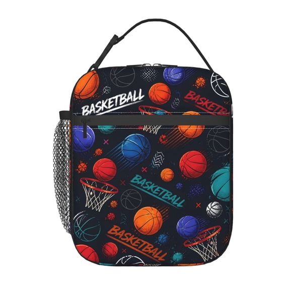 Sports Basketball Lunch Bag Reusable Thermal Lunch Tote with Handle for Women and Men