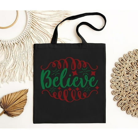 vintage Believe Christmas Tote Bag in Various Colors-TH21664