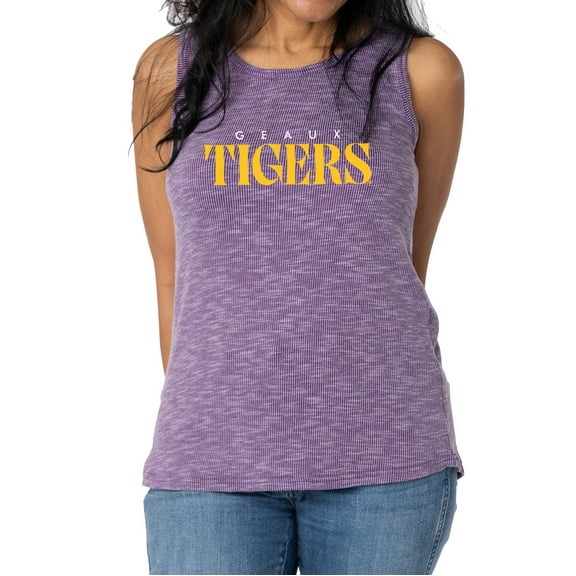 Women's Purple LSU Tigers Blake Sandwash Rib-Knit Tri-Blend Tank Top