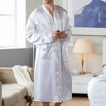 thumbnail image 3 of Mens Satin Robe Lightweight Silk Kimono Bathrobe Long Sleeve Open Front Spa Knee Length Loungewear with Pockets, 3 of 4
