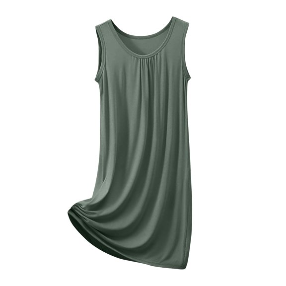 HNMKIU Women's Summer Sleeveless Vest Nightgown Plus Size Loose Fit Comfortable Womens Pajamas for Home and Casual Sleepwear 01_Army Green,XXL