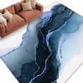 thumbnail image 2 of Modern Themed Washable Living Room Rugs 5'x8', Simple Blue Wave Abstract Artistic Irregular Line Low Pile Throw Large Area Rug Non-Slip Sturdy Edge Binding Carpet for Living Room Kitchen Office, 2 of 9