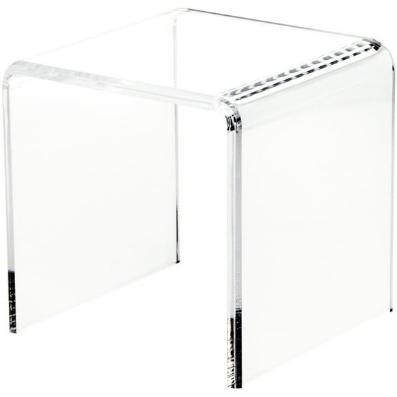 Plymor Clear Acrylic Beveled Square Display Riser, 7" H x 7" W x 7" D (3/8" thick)