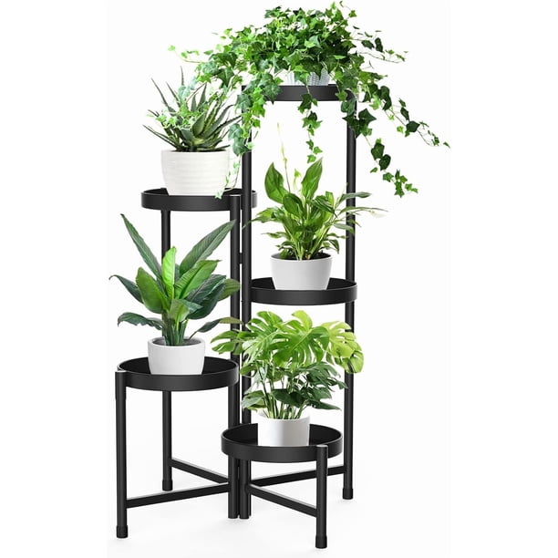 Soporte para Plantas de Metal de 5 Niveles, Estante para Macetas para Interiores y Exteriores, Estante de Exhibición en Flores Esquina, para Patio Jardín Balcón Oficina y Sala de Estar