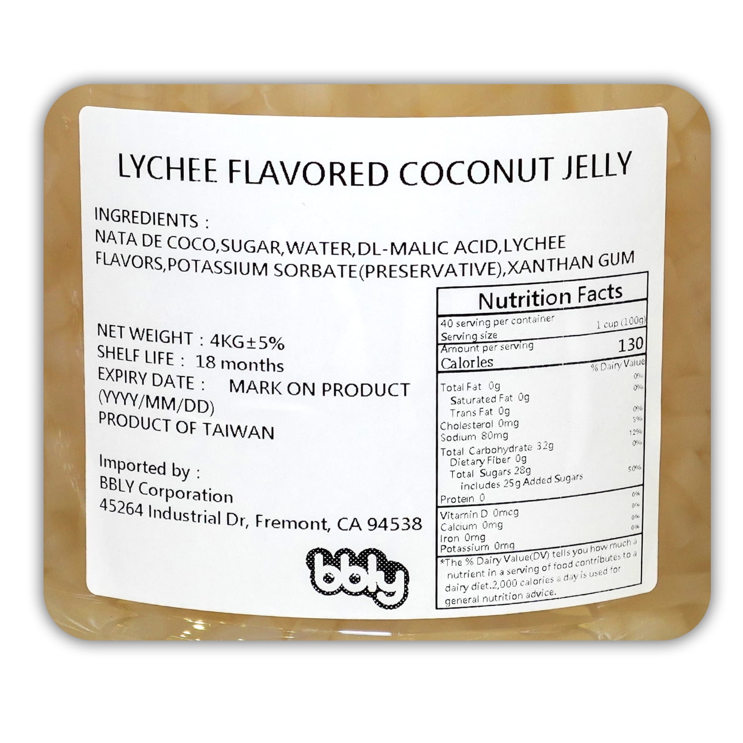 BBLY Lychee Jelly, 8.5 lbs (Pack of 4)