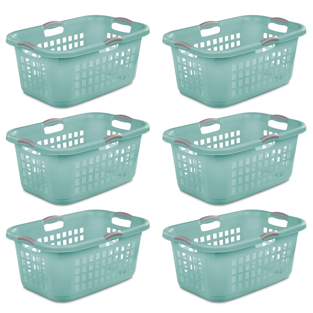 Sterilite Stackable Plastic Laundry Basket, Aqua, 6 Pack