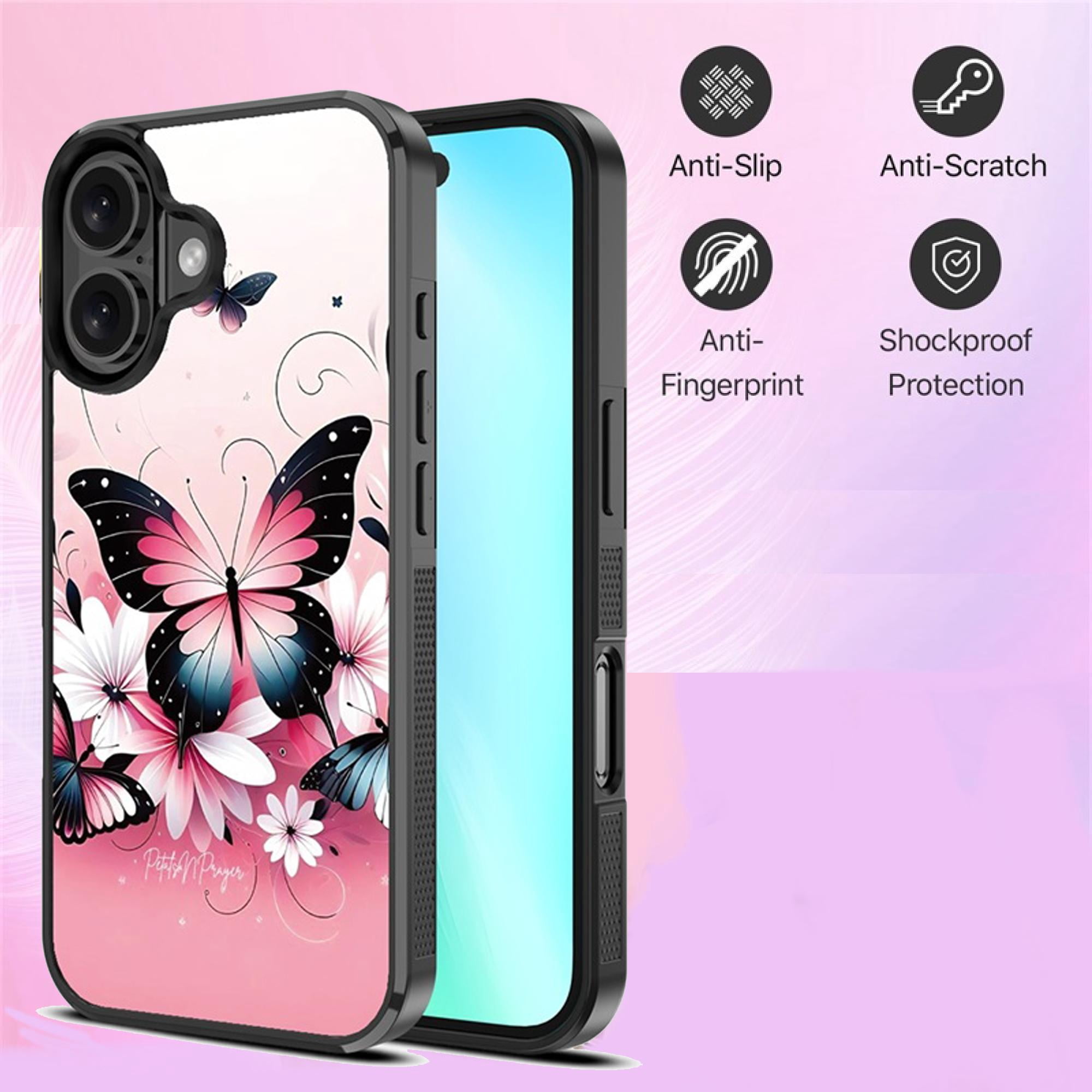 Butterfly Bouquet Magnetic Charging-Compatible Case for iPhone 16 – Slim Protective Floral Cover with Built-In Magnetic Ring & Shock-Absorbing Bumper