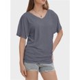 thumbnail image 4 of Womens Casual V Neck T Shirts Short Sleeve Loose Fit Summer Flowy Tops Tees, 4 of 6