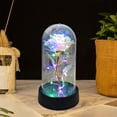 thumbnail image 4 of Colorful Artificial Rose Flower in Glass Dome with LED Lights for Valentine's Day Mother's Birthday Gift, 4 of 8