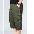 thumbnail image 2 of SWSMCLT Men's 100 Cotton Mid Rise Casual Drawstring Slimming Work Utility Pants Capris Pants Soft Cropped Pants Army Green Medium, 2 of 4