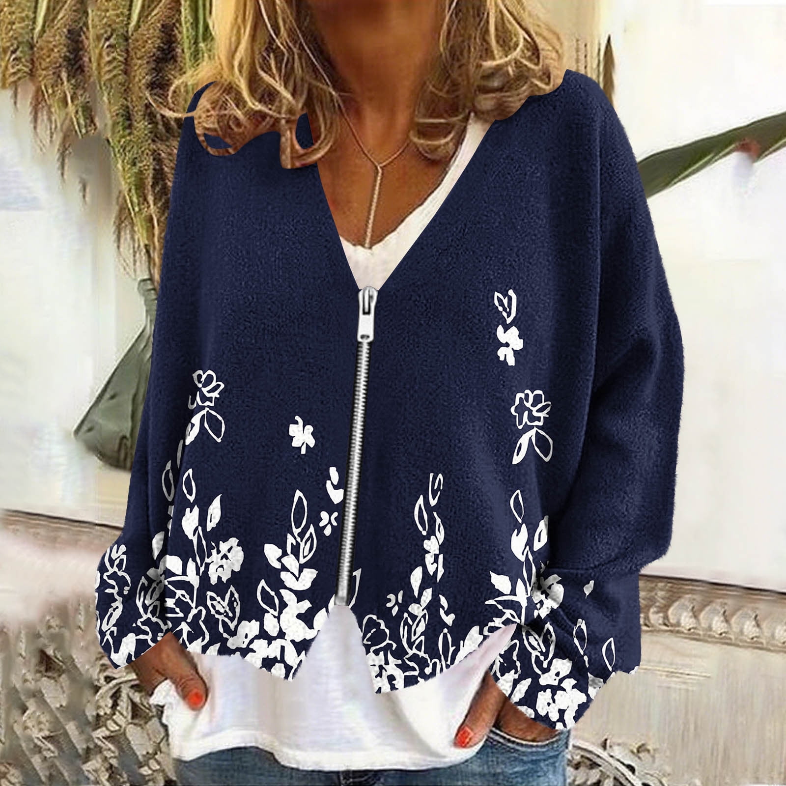 Mceream Womens Cardigan Sweaters Lightweight Full Zip Cable Knit