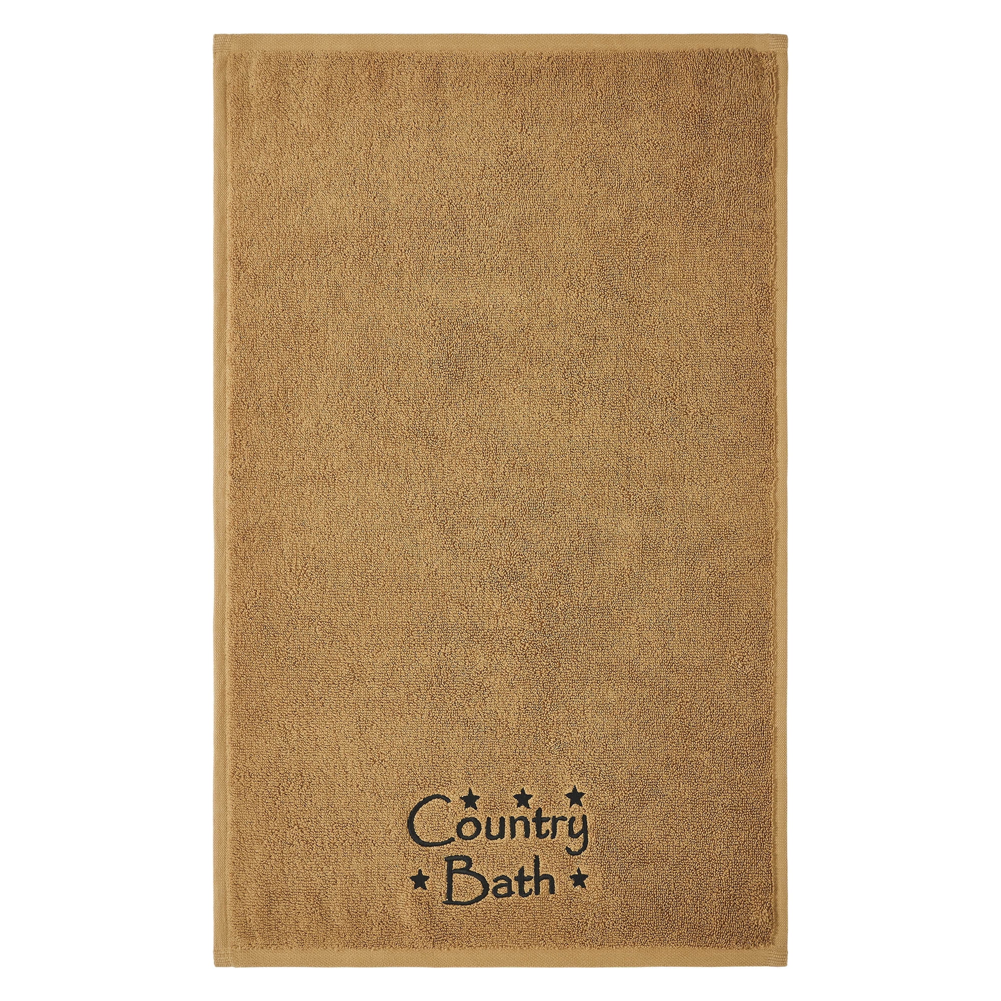 VHC Brands Black Country Bath Stars Tan Hand Towel Set of 2 16x26