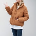 thumbnail image 3 of Warm Women's Short Jacket With Stand Collar Thick And Cozy Winter Coat Loose Fit Bread Jacket For Cold Weather Petite for Women Womens Utility Jacket Hooded Women S Coats And Jacket Womens Utility, 3 of 5