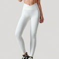 thumbnail image 2 of Women's High Waist Crossover Leggings with V-Waistband and Full-Length Stretch Fit for Active or Casual Wear - X Large, White, 2 of 4