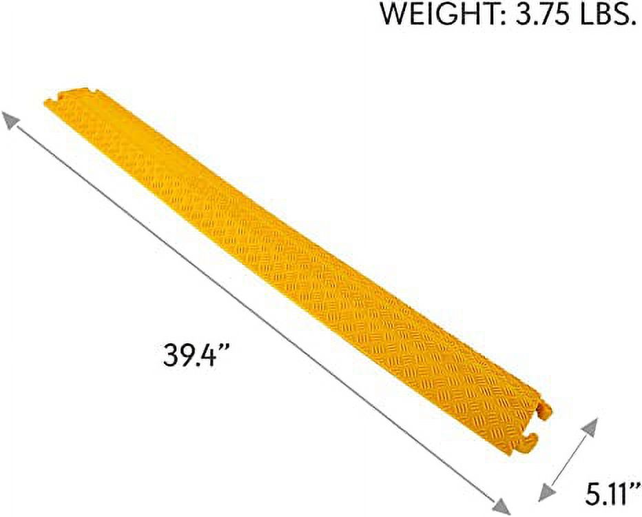 Pyle Durable Cable Protection Ramp Cover Supports 11000lbs Single Channel Heavy Duty Hose, Yellow