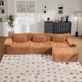 thumbnail image 3 of Muumblus Modular Sectional Sofa with Movable Ottoman, Oversized L-Shaped Cloud Sofa with Chaise, Boneless Deep Seat Living Room Couch, Orange Chenille, 3 of 12