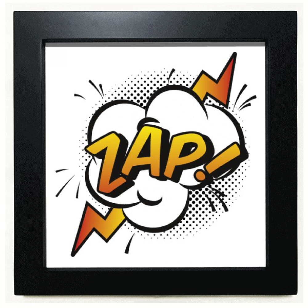 Boom Exclamation Zap Art Deco Fashion Black Square Frame Picture Wall