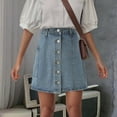 thumbnail image 4 of vigerkar Women's Denim Skirts Summer Casual A-Line Short Button Down Jean Skirts 2025 Blue, 5XL, 4 of 9