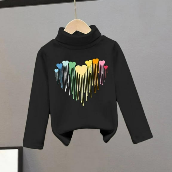 Bnwani Toddler Sweatshirt Cotton Long Sleeve Thick Thin Sweatshirt Hearts Printed Tops Pullover