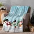 thumbnail image 2 of Cute Snowman Flannel Blanket for Bed,Travel and Camping, Snowflake Winter Blue Christmas Super Soft Cozy Blanket for All Seasons 40"x50", 2 of 9