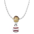 thumbnail image 1 of Delight Jewelry Silvertone Mini White Baseball - Mia Monkey Charm Necklace, 1 of 4