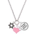 thumbnail image 1 of Delight Jewelry Silvertone Star of David with Beaded Border - Light Pink Heart Nurse Strong Zoe Necklace, 1 of 4