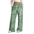 thumbnail image 1 of Pants for Women, Womens Fashionable Striped Printed Drawstring Wide Leg Pants, 1 of 4