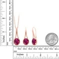 thumbnail image 3 of Gem Stone King 18K Rose Gold Plated Silver Red Created Ruby Pendant Earrings Set for Women (15.00 Cttw, With 18 inch Chain), 3 of 4