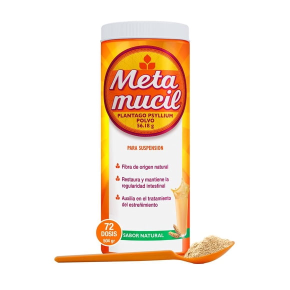 Fibra Metamucil Sabor Natural tarro de 504 g 72 dosis