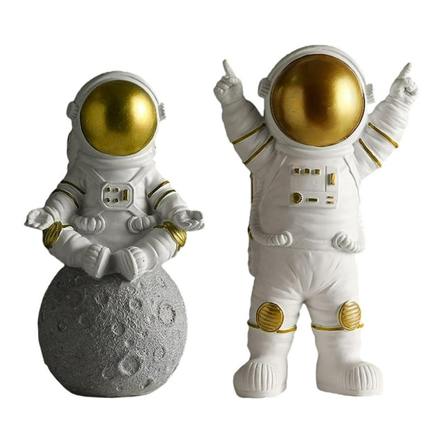 2 Pieces Cute Astronaut Sculpture Fun Preschool Gifts Hotel Bookshelf Decor