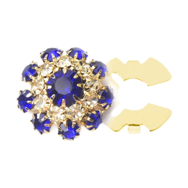KLKCMS Decorative Rhinestone Button Cover DIY Decoration Clip on for Dress Suit Hat gold blue