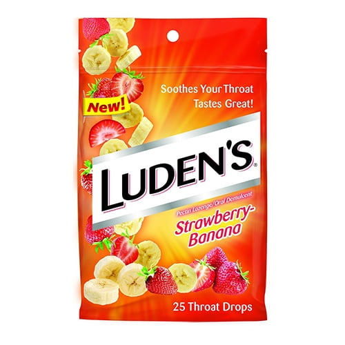 Ludens Pectin Lozenge/Oral Demulcent Throat Drops, Strawberry Banana