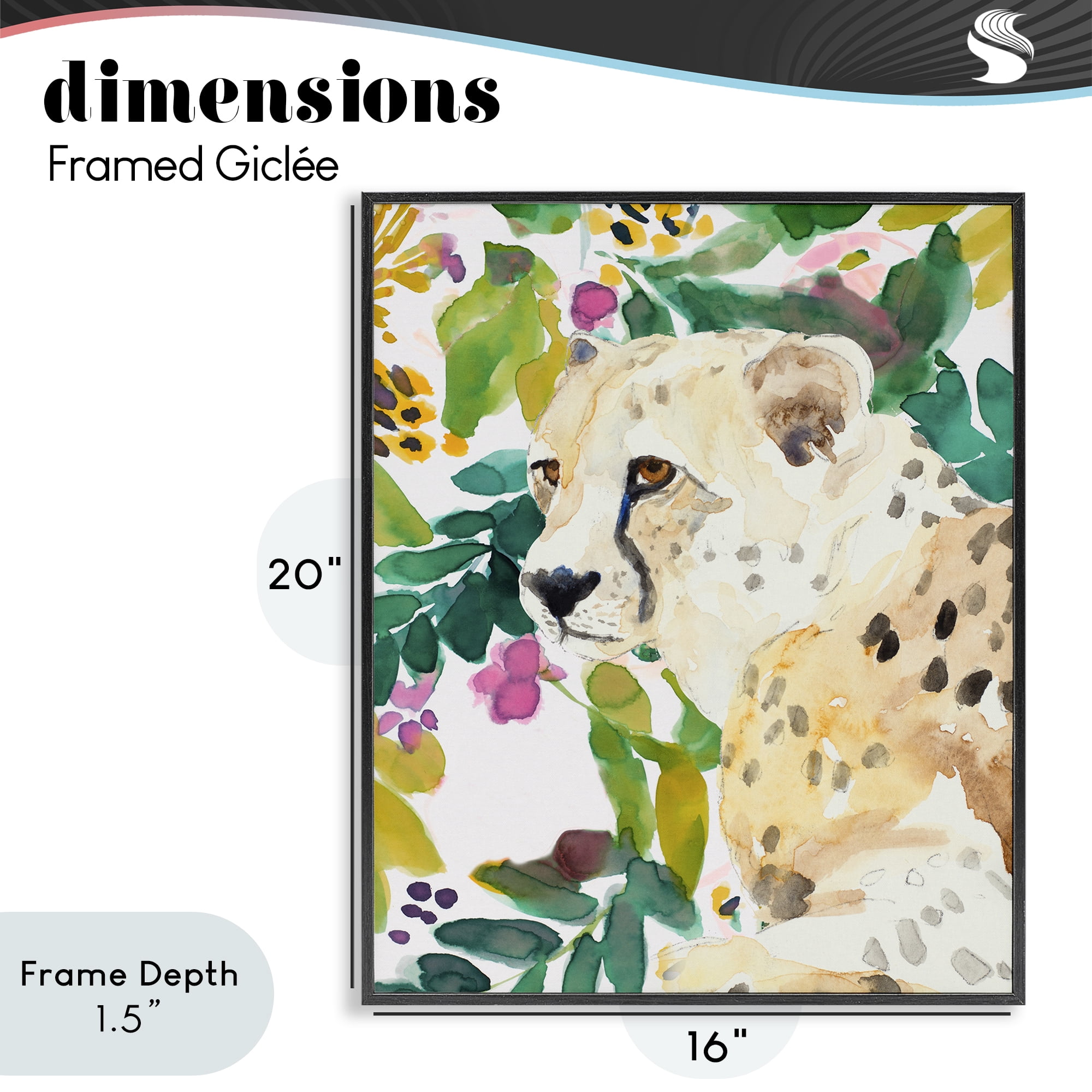 Stupell Industries Garden Plants Leopard Black Framed Giclee Art, design by Lanie Loreth