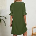 thumbnail image 1 of Vestido Novedad de verano 2023, vestido suelto de media manga con escote en V de Color liso para mujer Cgtredaw para Mujer ejercito verde T S, 1 of 6