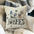 thumbnail image 5 of Winter Wishes Gnome Snowman Decorative Pillow Covers 18 x 18 Set of 4, Snowflakes are Kisses from Heaven Blue Christmas Throw Pillowcase, Hot Cocoa Farmhouse Cushion Case for Home Decor, 5 of 6