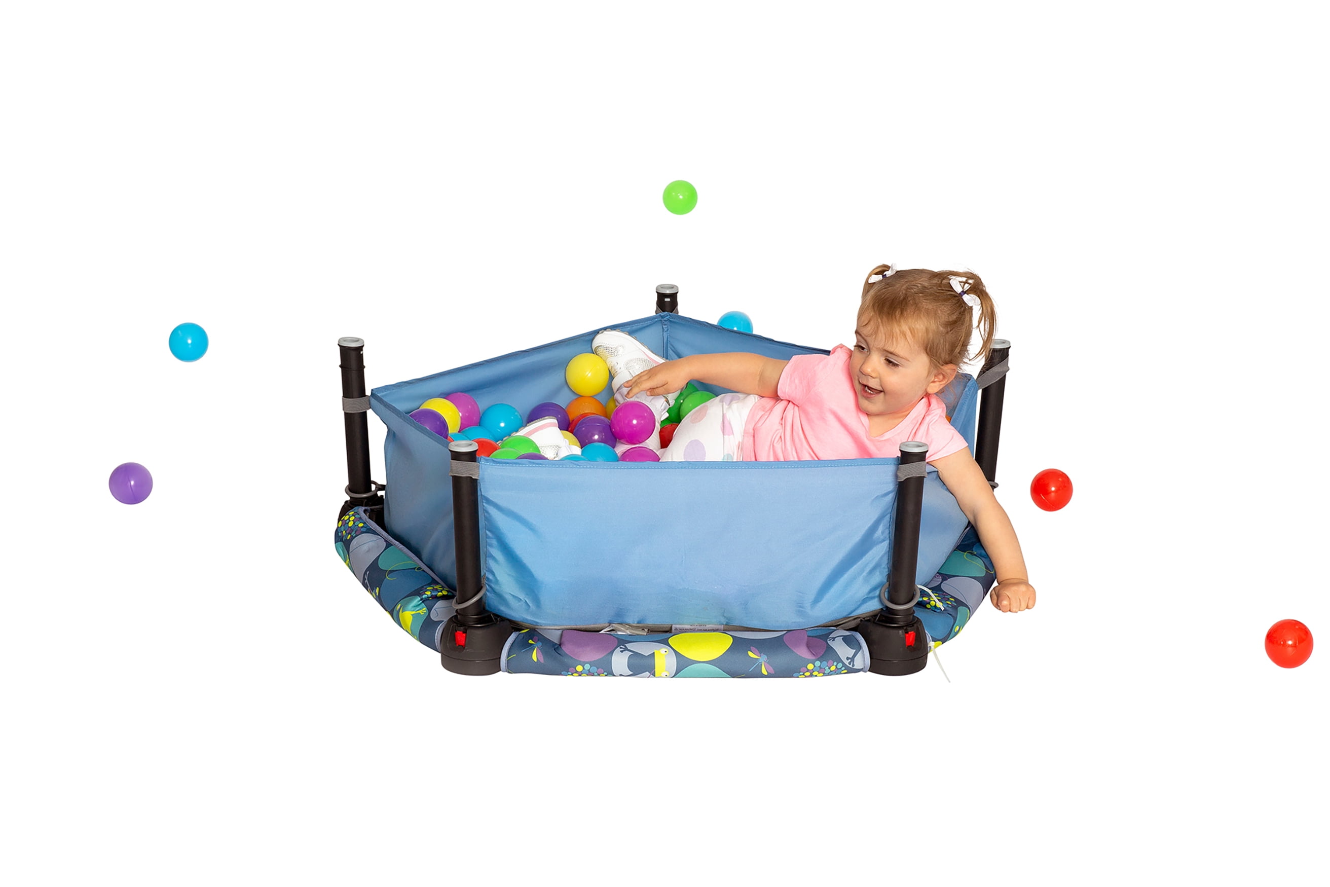 Eezy Peezy 3-in-1 Folding Ball Pit, Toddler Bouncer & Trampoline with Safety Handle, 62 Play Balls Included, Indoor/Outdoor Active Play for Babies, Toddlers & Kids Ages 10 Months-5 Years