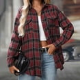 thumbnail image 5 of Towmus Womens Button Down Flannel Shirts Plus Size Fashion Long Sleeve Plaid Shackets Business Casual Blouse Tops, 5 of 8