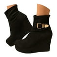 thumbnail image 3 of Wovix Women's Wedge Booties Fashion Faux Suede Side Zipper Boots Chelsea Dress Ankle Booties Thick Heel Round Toe Ankle Shoes Trendy Daily Black 41, 3 of 7