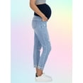 thumbnail image 3 of Savi Parker Women’s Ripped Maternity Jeans Over The Belly - Motherhood & Pregnancy Jeans, Maternity Clothes – 27” Inseam (XL, Polly Wash), 3 of 7